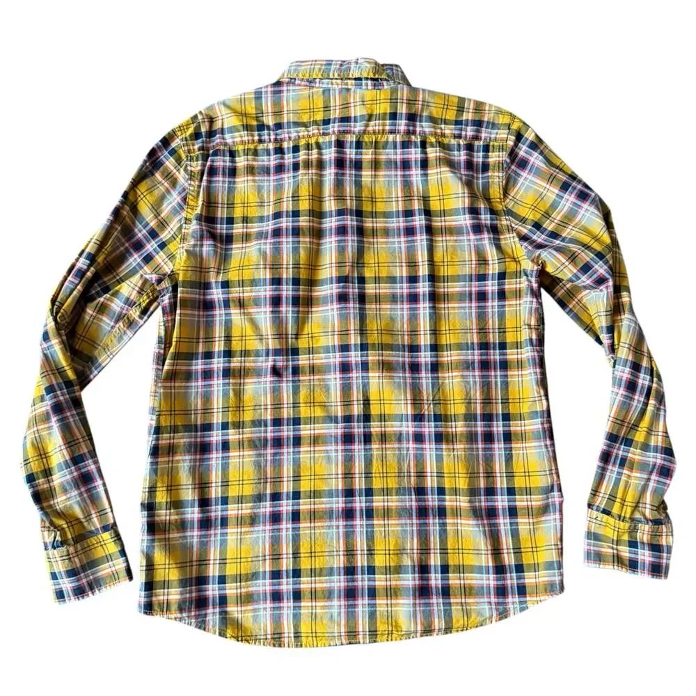 Banana Republic Men's Yellow & Blue Check Untucked FIt LS Dress Shirt -‎ Medium